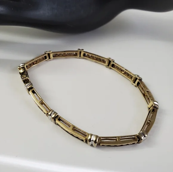 Video / Rare 14K Gold Scintillating Cognac Champagne Diamond Tennis Bracelet - Picture 4 of 8